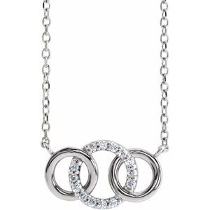 14K White .05 CTW Natural Diamond Interlocking Circle 18" Necklace 