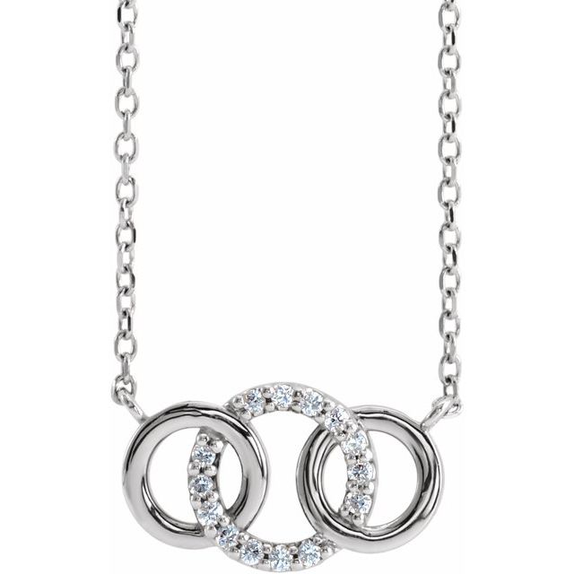 14K White .05 CTW Natural Diamond Interlocking Circle 18 Necklace 