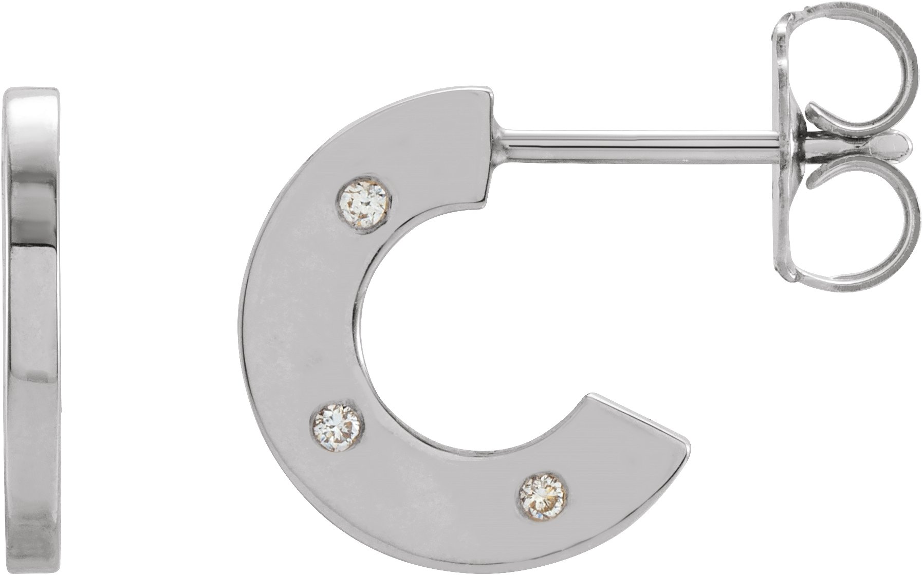 14K White .025 CTW Natural Diamond Flat Hoop Earrings