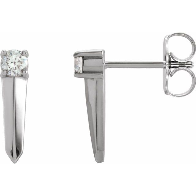 14K White 1/6 CTW Natural Diamond Knife-Edge Bar Earrings