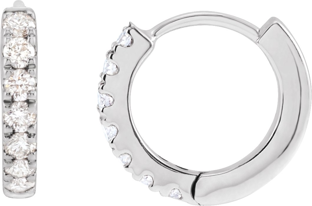 14K White 1/5 CTW Lab-Grown Diamond Hoop Earrings