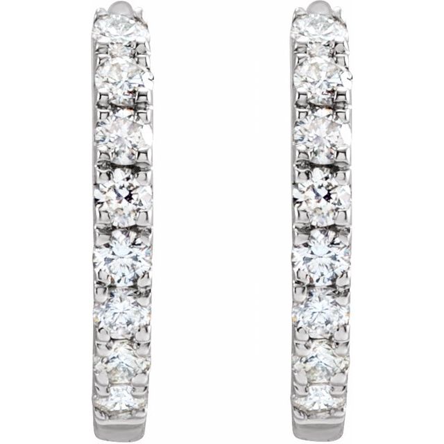 14K White 1/5 CTW Lab-Grown Diamond 12 mm Hoop Earrings