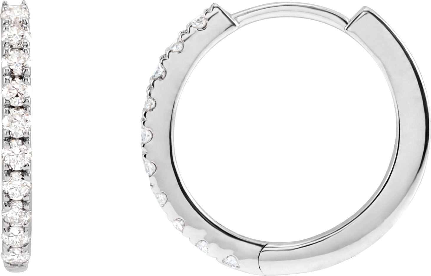 14K White 1/4 CTW Lab-Grown Diamond 14 mm Hoop Earrings