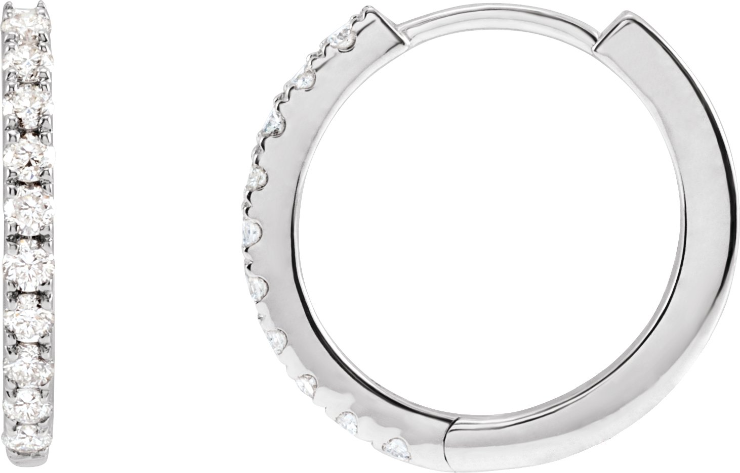 14K White 1/4 CTW Lab-Grown Diamond Hoop Earrings