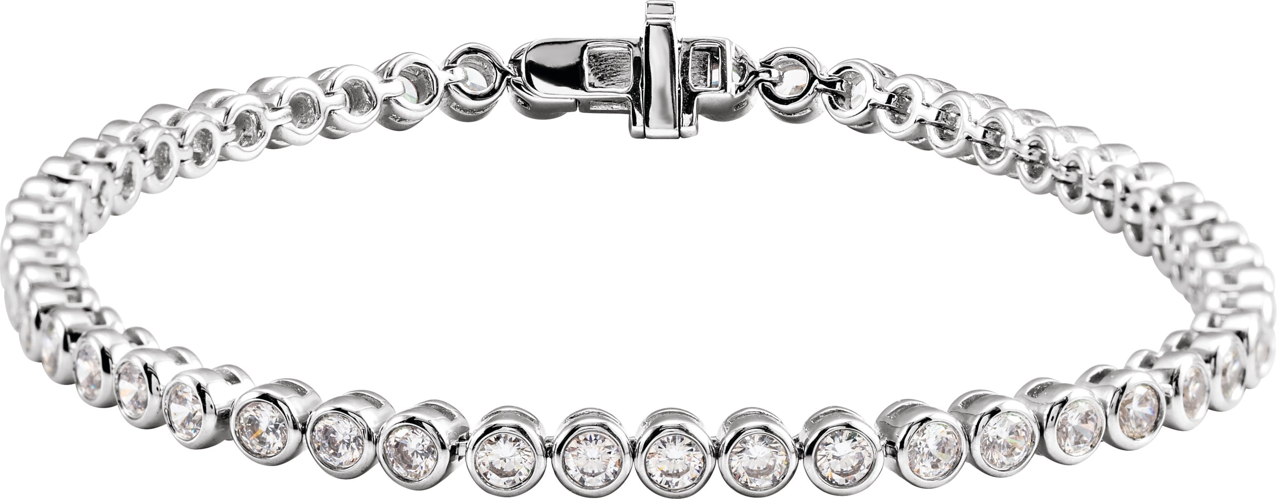 14K White 3 1/2 CTW Lab-Grown Diamond Bezel-Set 7" Bracelet