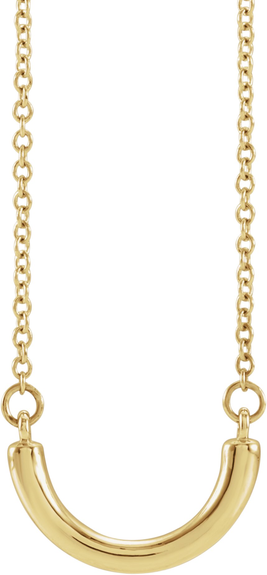14K Yellow 9.6x5.7 mm Curved Bar 18" Necklace