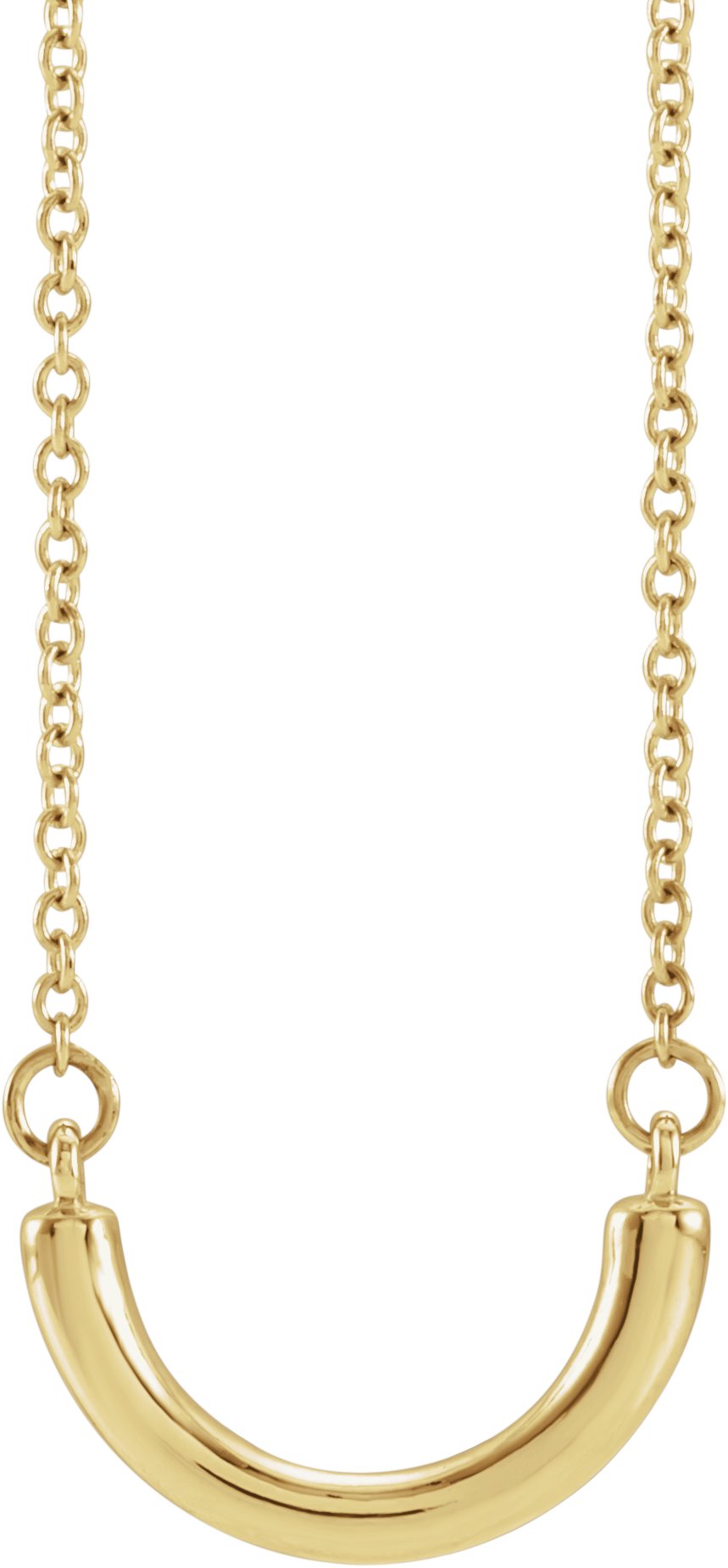 14K Yellow 9.6x5.7 mm Curved Bar 18" Necklace
