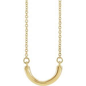 14K Yellow 9.6x5.7 mm Curved Bar 18" Necklace