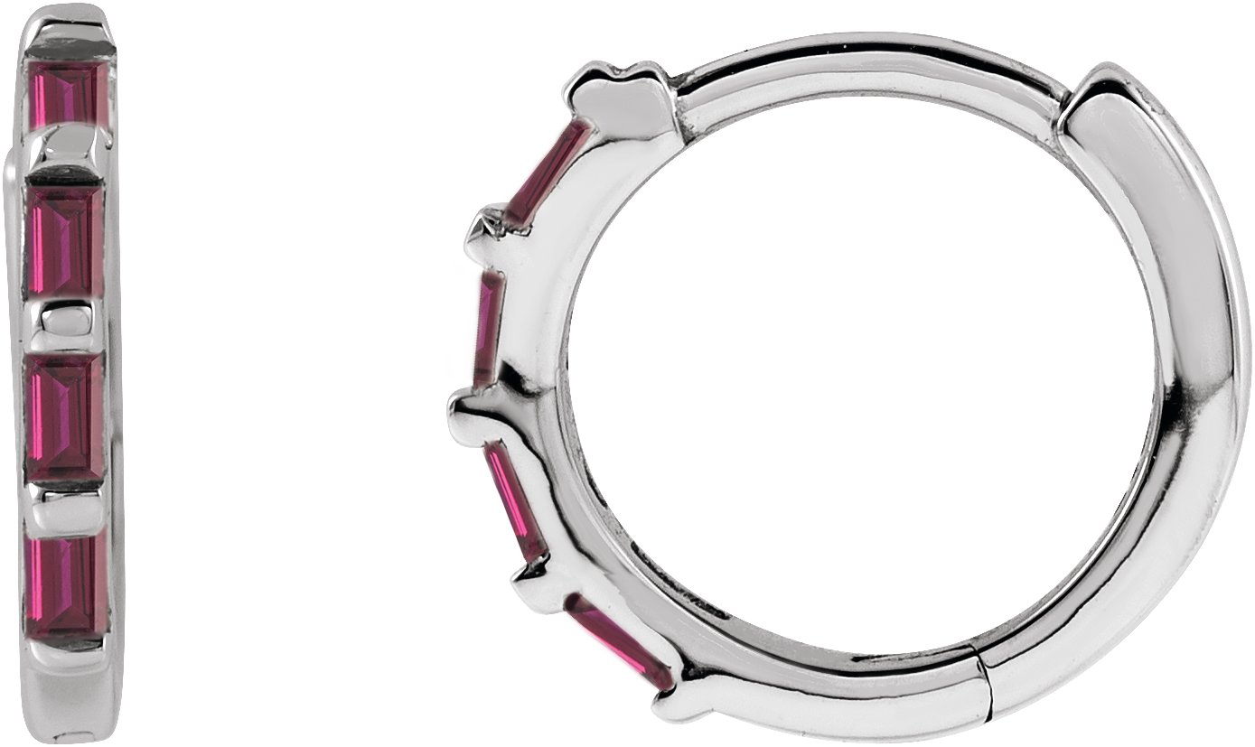 14K White Ruby Hinged Hoop Earrings Ref 18129722