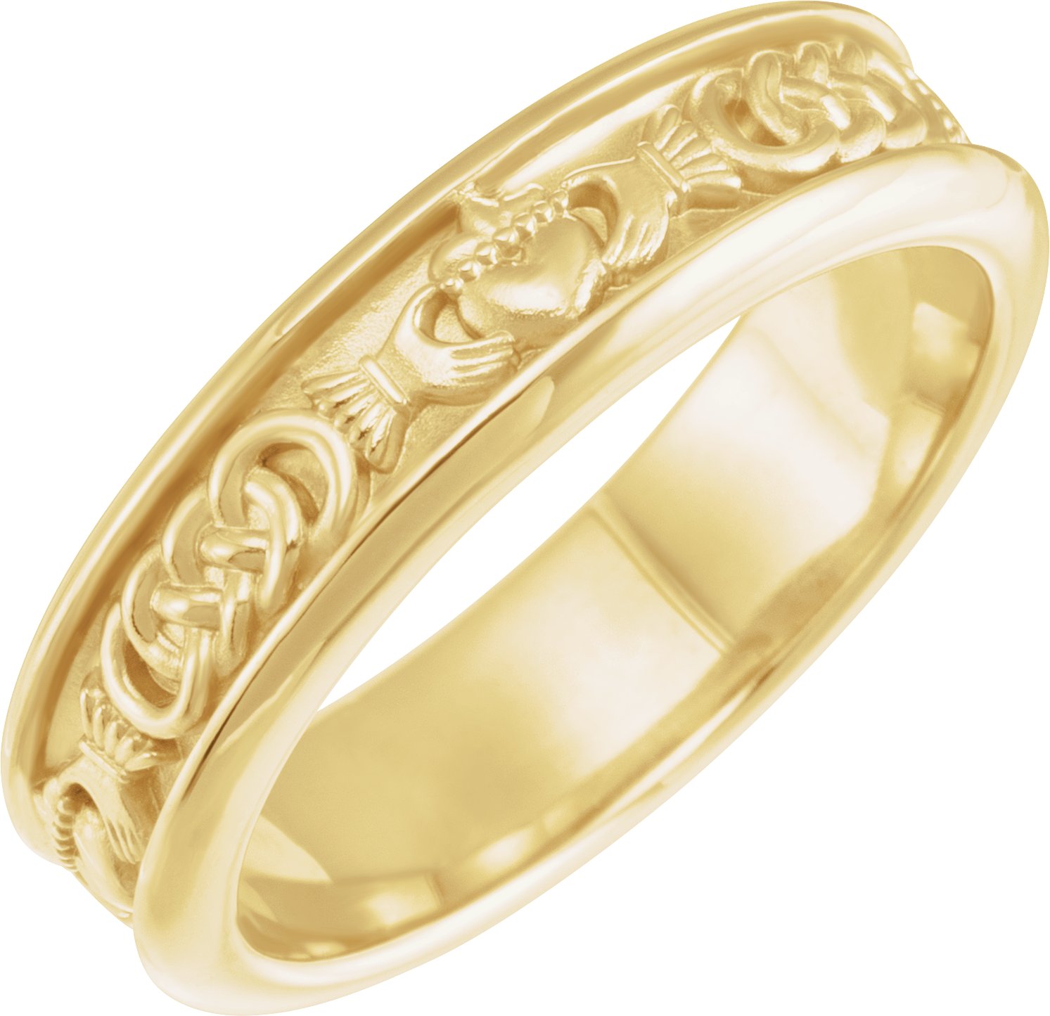 14K Yellow Claddagh Band Sze 11