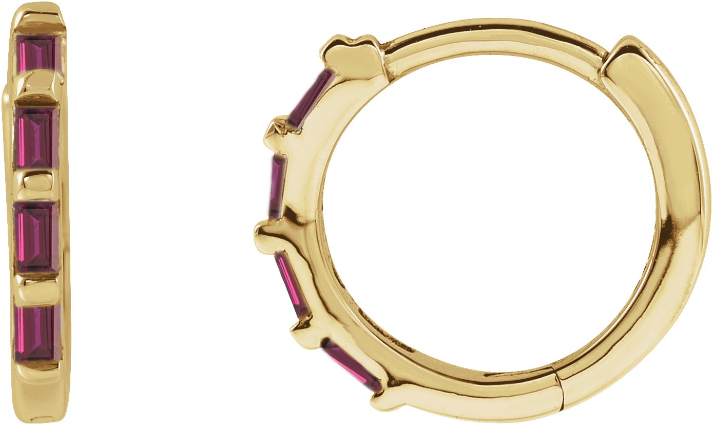 14K Yellow Ruby Hinged Hoop Earrings Ref 18129721