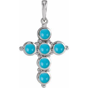 Sterling Silver Natural Turquoise Cross Pendant
