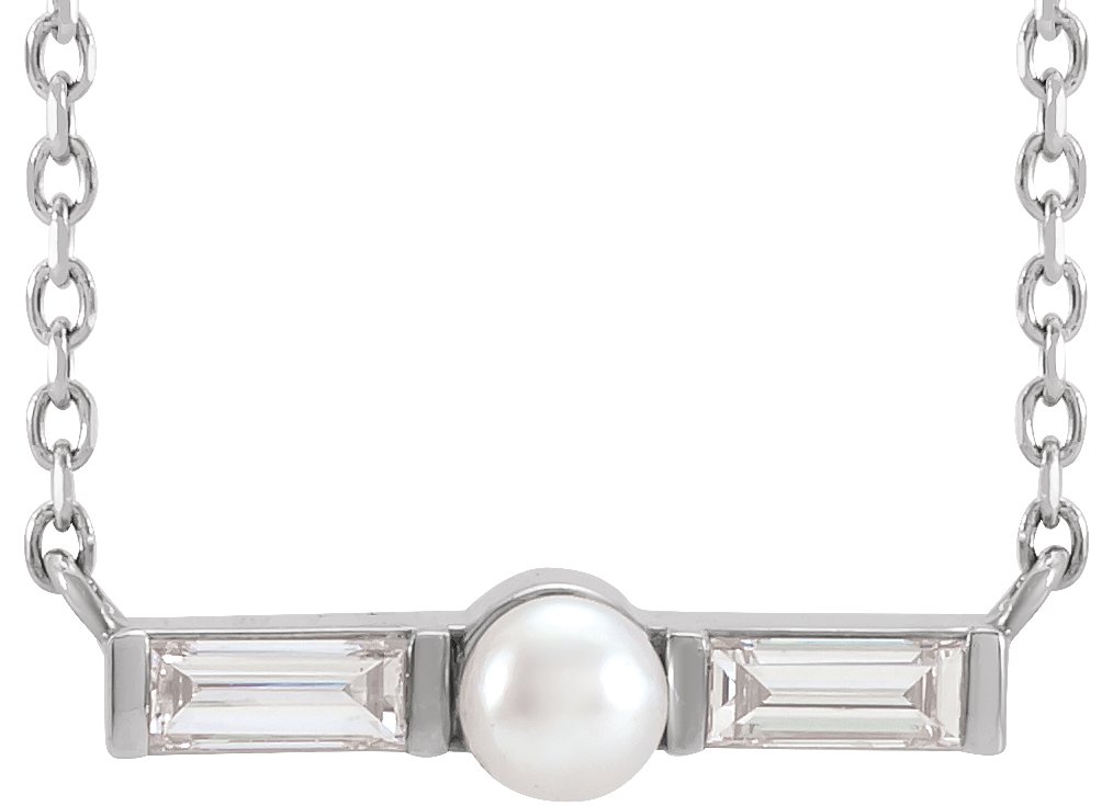 Pearl Petite Bar Necklace or Center