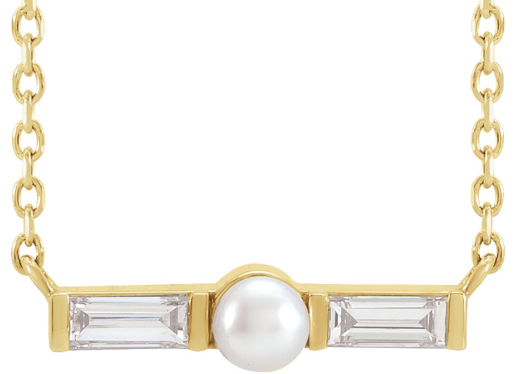 Pearl Petite Bar Necklace or Center