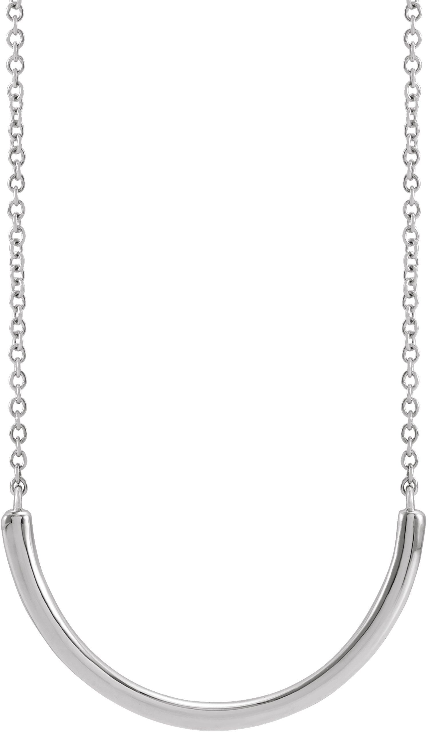 14K White 22.2x9.3 mm Curved Bar 18" Necklace