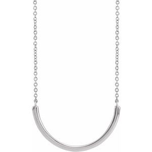 14K White 22.2x9.3 mm Curved Bar 18" Necklace