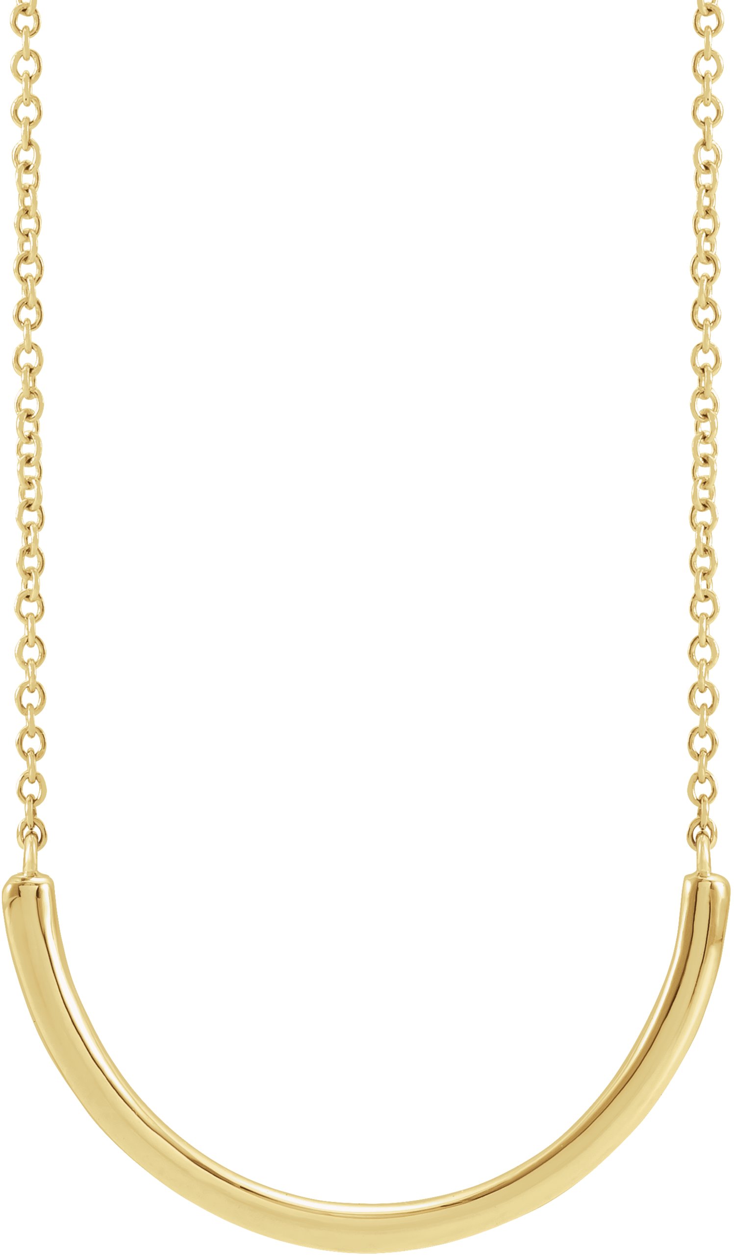 14K Yellow 22.2x9.3 mm Curved Bar 18" Necklace