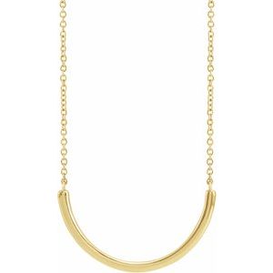 14K Yellow 22.2x9.3 mm Curved Bar 18" Necklace