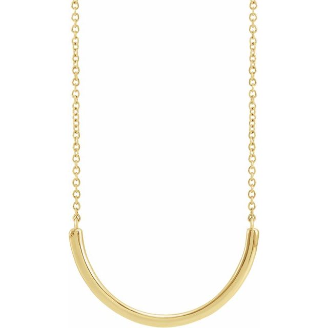 14K Yellow 22.2x9.3 mm Curved Bar 18 Necklace
