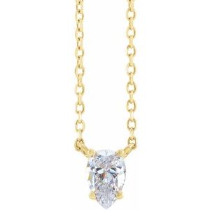 14K Yellow 1/3 CT Natural Diamond Solitaire 16-18" Necklace