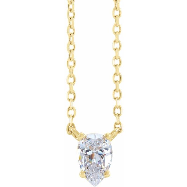 14K Yellow 1/3 CT Natural Diamond Solitaire 16-18" Necklace