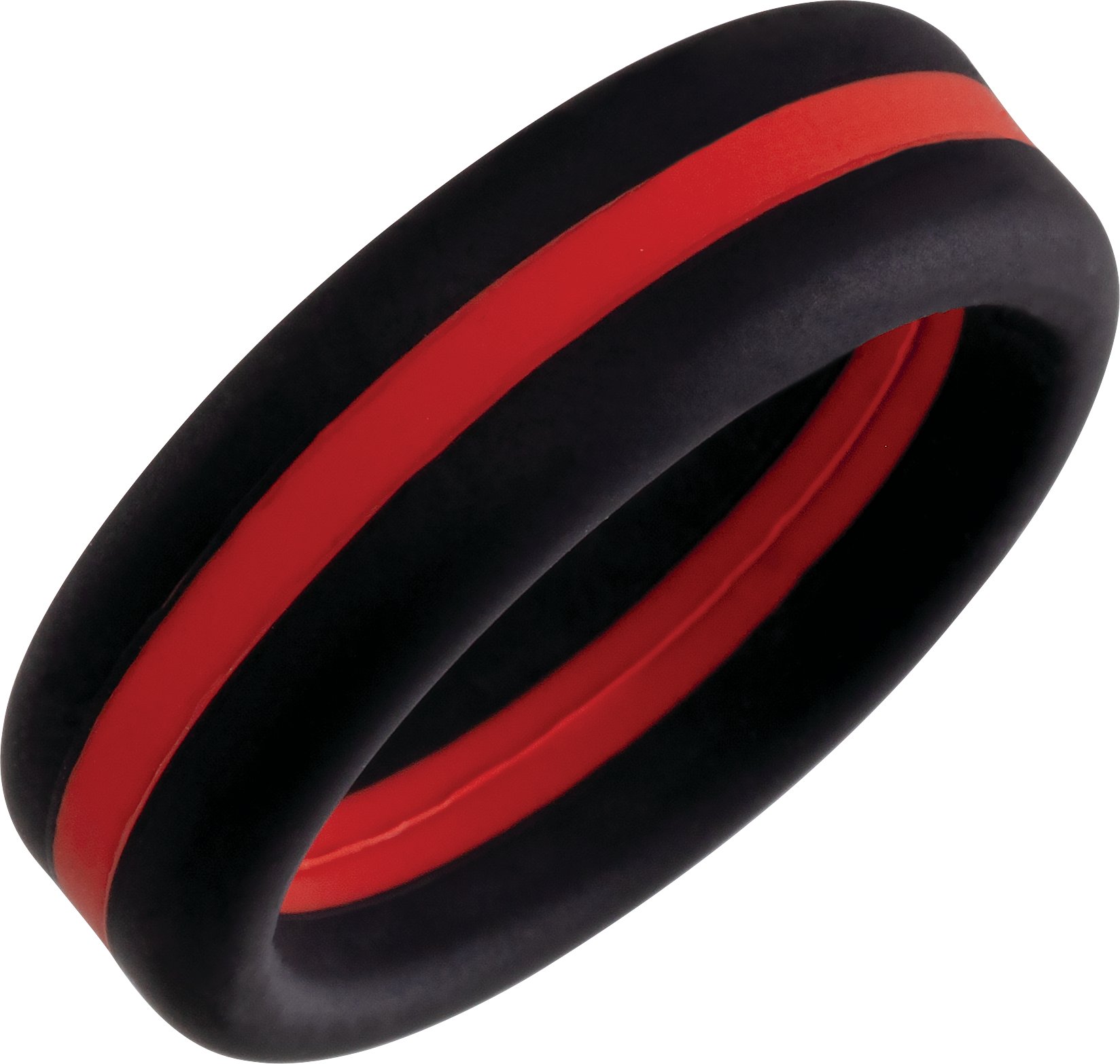 Black with Red Stripe Silicone Dome Comfort-Fit Band Size 10