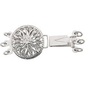 14K White 3 Strand Filigree Box Clasp