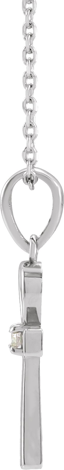 Sterling Silver .03 CT Natural Diamond Ankh Cross 16-18 Necklace