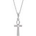 Sterling Silver .03 CT Natural Diamond Ankh Cross 16-18