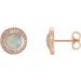 14K Rose 5 mm Natural White Opal & 1/6 CTW Natural Diamond Halo-Style Earrings