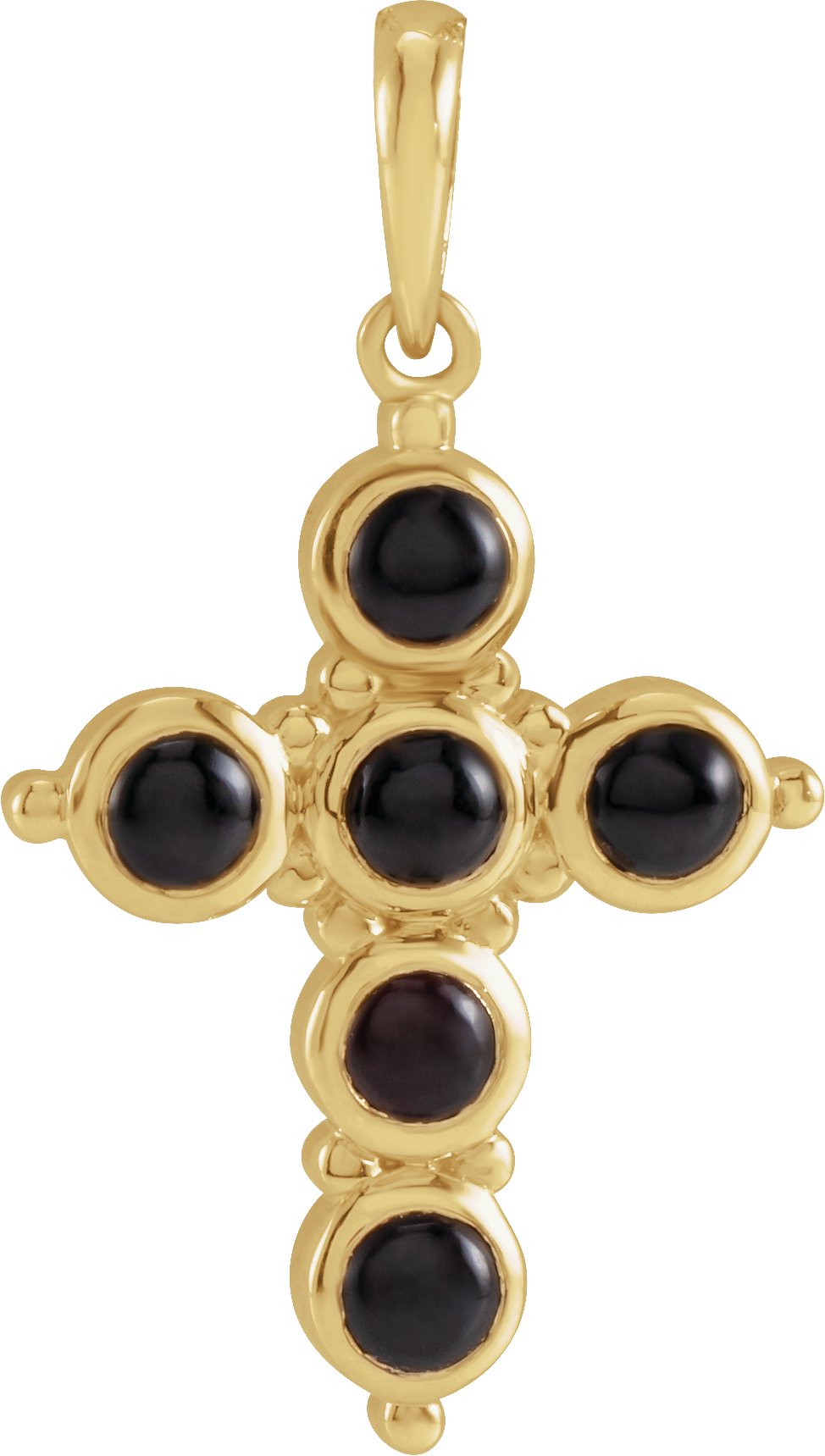 14K Yellow Natural Black Onyx Cross Pendant