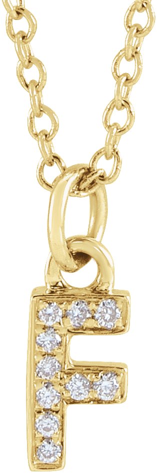 14K Yellow .04 CTW Natural Diamond Petite Initial F 16-18