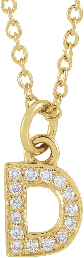 Diamond Letter D Pendant Necklace in 14k Yellow Gold