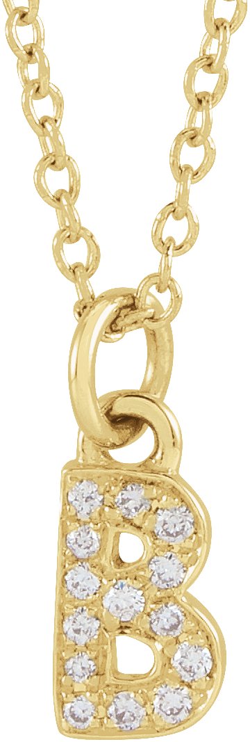 14K Yellow .05 CTW Natural Diamond Petite Initial B 16 to 18 inch Necklace Ref 18053926