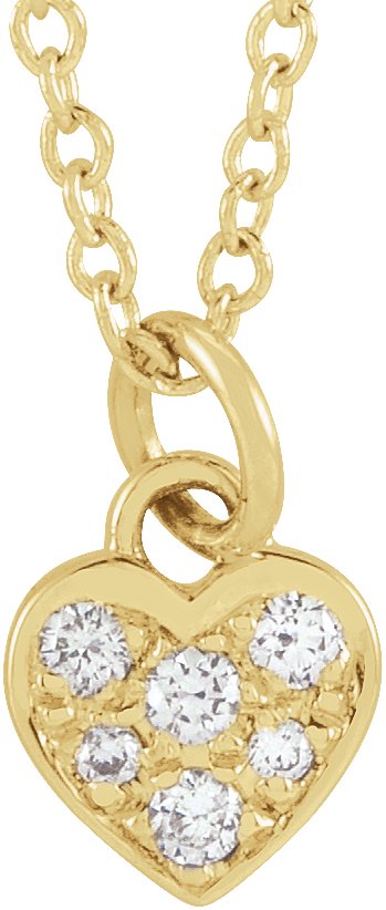 14K Yellow .06 CTW Natural Diamond Petite Heart 16-18 Necklace