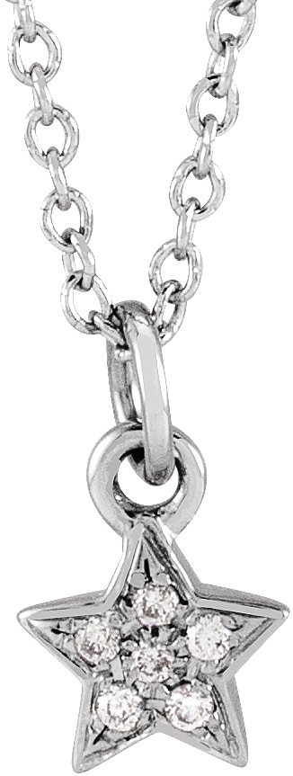 14K White .03 CTW Natural Diamond Youth Petite Star 15