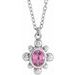 14K White Natural Pink Sapphire Beaded 16-18