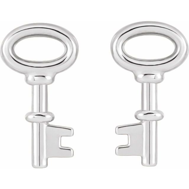 Sterling Silver Petite Key Earrings