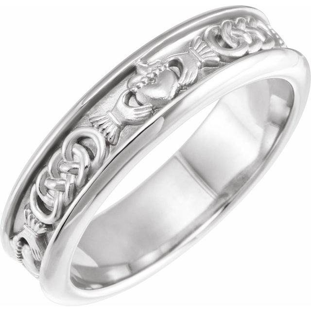 Sterling Silver Claddagh Band Sze 9.5