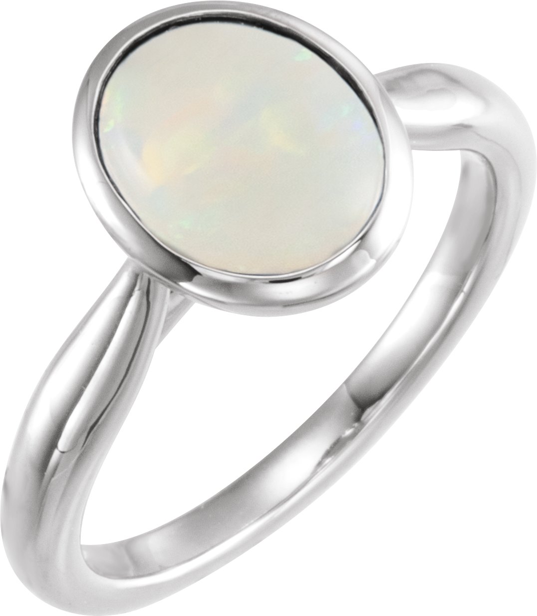 Platinum 10x8 mm Oval Cabochon Ethiopian Opal Ring Ref 15570651