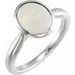 14K White 10x8 mm Natural White Ethiopian Opal Cabochon Ring
