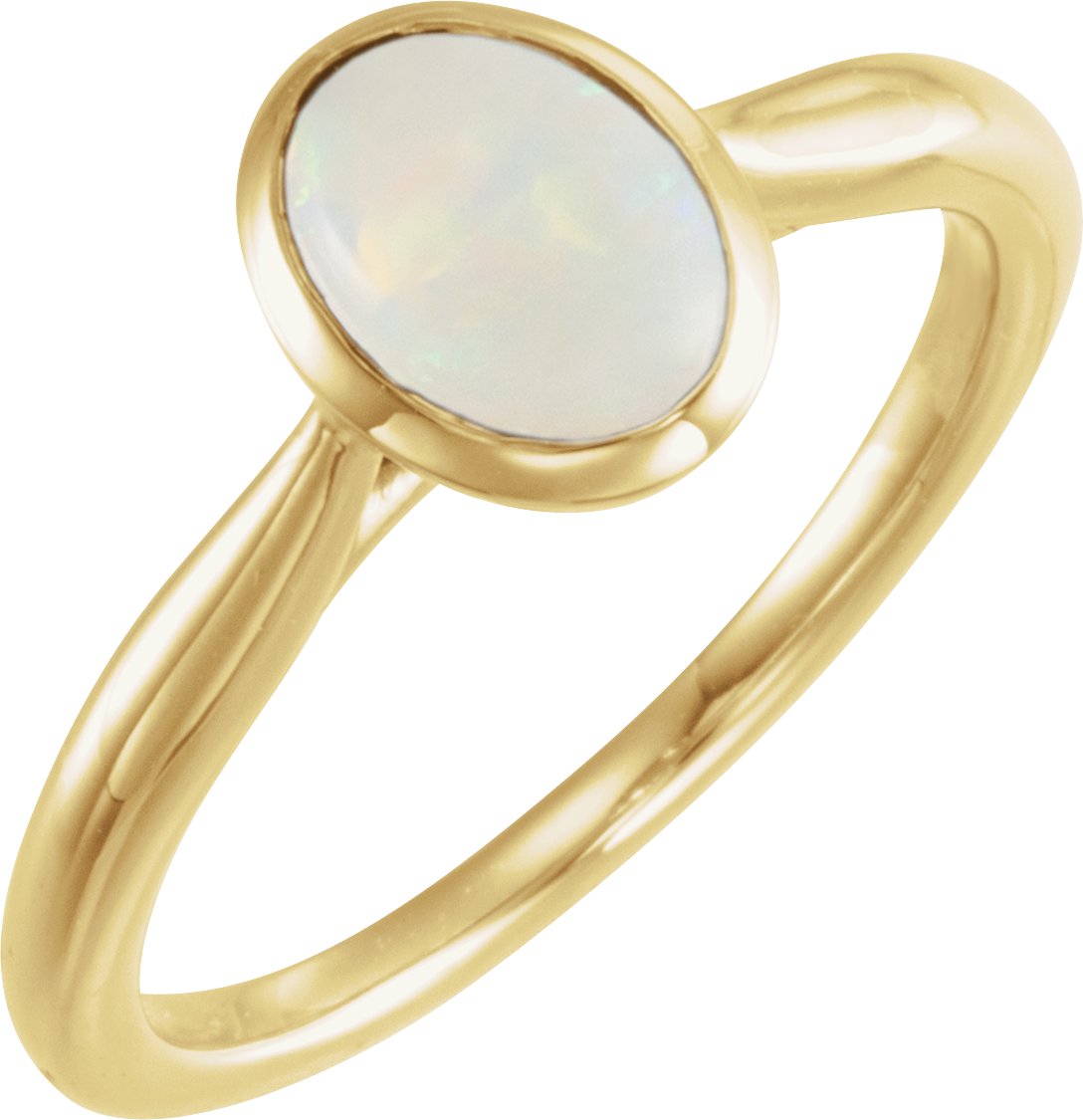 14K Yellow 8x6 mm Oval Cabochon Ethiopian Opal Ring Ref 15570637