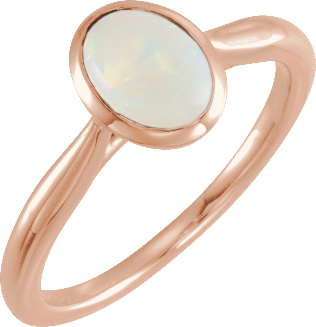 14K Rose 8x6 mm Oval Cabochon Ethiopian Opal Ring