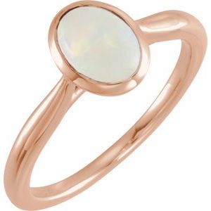 14K Rose 8x6 mm Oval Cabochon Ethiopian Opal Ring