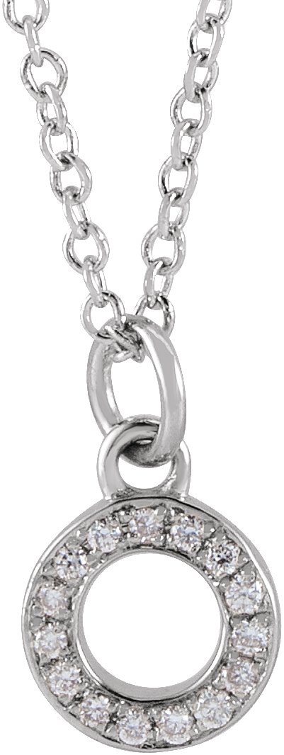 14K White .05 CTW Natural Diamond Petite Initial O 16 to 18 inch Necklace Ref 18053966