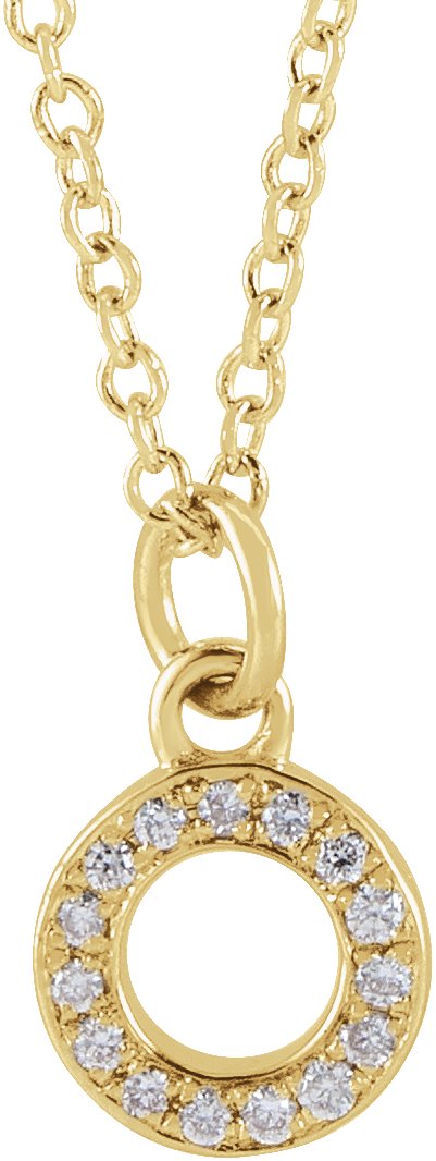 14K Yellow .05 CTW Natural Diamond Petite Initial O 16-18 Necklace