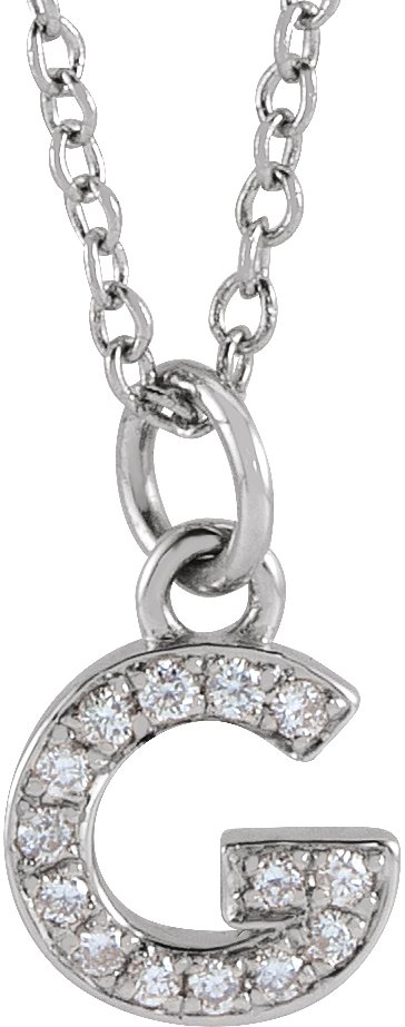 14K White .05 CTW Natural Diamond Petite Initial G 16 to 18 inch Necklace Ref 18053942