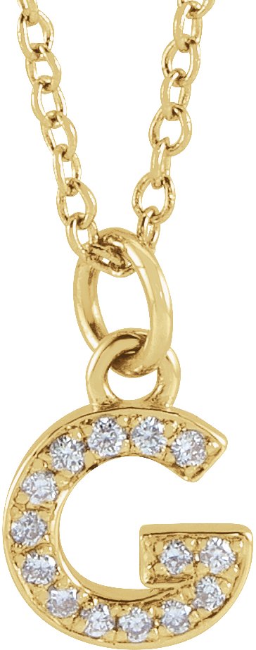 14K Yellow .05 CTW Natural Diamond Petite Initial G 16-18 Necklace