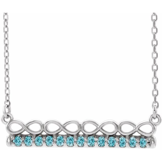 Sterling Silver Natural Blue Zircon Infinity-Inspired Bar 18