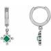 14K White Lab-Grown Emerald Beaded Bezel-Set Hoop Earrings